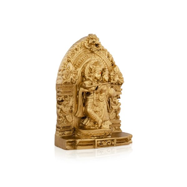 Radha Krishna Murti with Arch - 4.5 x 3.25 Inches | Resin Statue  Gold Polish Radha Krishna Idol for Pooja Supply