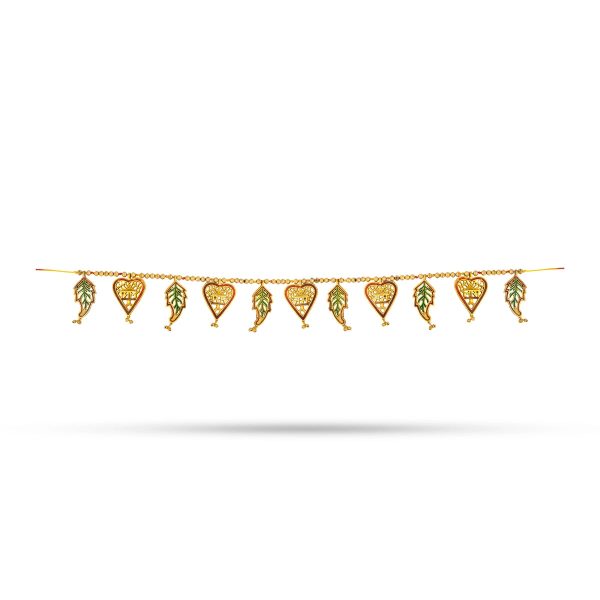 Gold Polish Toran - 43 Inches | Leaf with Beads Design Bandanwar  Aluminium Thoran for Door Decor  180 Gms Hot on Sale