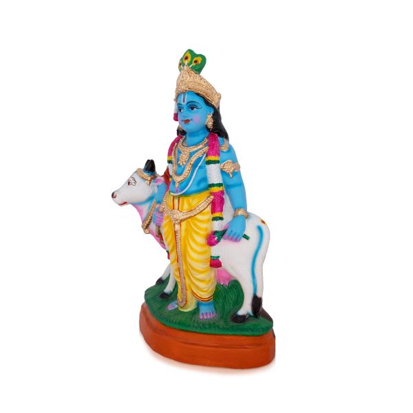 Krishna Idol with Cow - 15 Inches | Giri Golu Doll  Clay  Pasu Krishnan  Navarathri Doll Online now