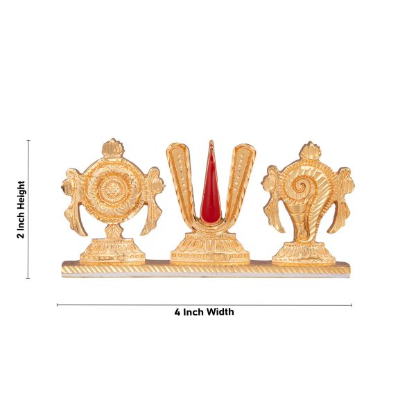 Shankh Chakra Tilak Stand - 2 x 4 Inches | Gold Polish Chakra Tilak Shankh for Pooja  100 Gms Approx Online