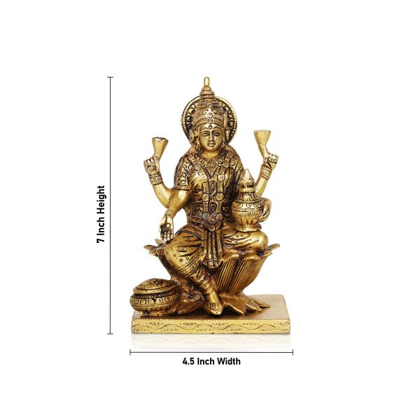 Laxmi Murti  - 7 x 4.5 Inches |  Brass Idol  Lakshmi Idol  Lakshmi Murti  Lakshmi Statue for Pooja Sale