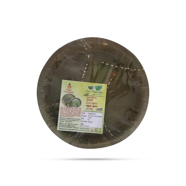 Leaf Plate Double Layer - 10 Pcs Set - Round - 8 Inch Dia Online Sale