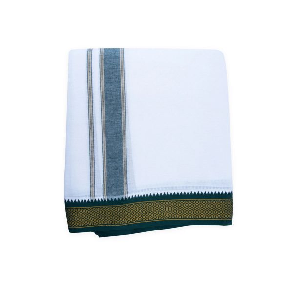 Veshti - 10 x 6 Yards | 7 Kan MayilKan Border Dhoti  White Vesti for Men Supply