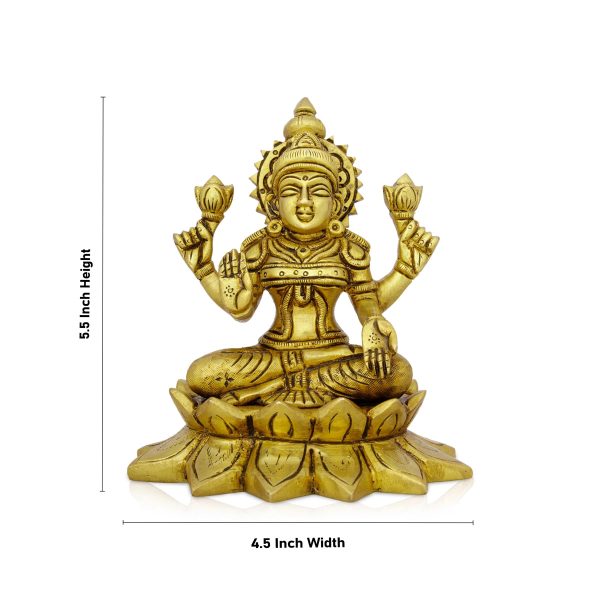 Lakshmi Idol - 5.5 x 4.5 Inches | Antique Brass Idol  Laxmi Murti  Lakshmi Murti for Pooja  1.410 Kgs Approx on Sale