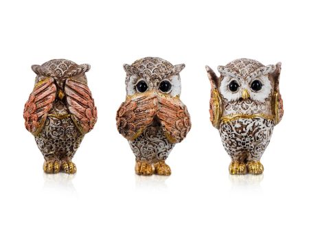 Owl Statue - 3 x 1.75 Inches | 3 pcs  Owl Figurines  Owl Sculpture for Home For Sale