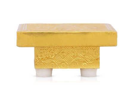 Bajot - 1.5 x 3 x 3 Inches | Wooden Manai Palagai  Gold Polish Chowki for Pooja  85 Gms Approx Online now