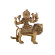 Durga Devi With Lion 8 Hands - 4 x 4 Inches | Antique Brass Idol  Durga Murti for Pooja  600 Gms Approx Sale