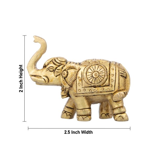 Elephant Statue - 2 x 2.5 Inches | Elephant Figurine  Antique Brass Idol for Home Decor  315 Gms Approx Online Sale