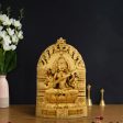 Saraswati Murti With Arch - 6 x 4 Inches | Resin Statue  Gold Polish Saraswati Idol for Pooja  500 Gms Approx For Cheap