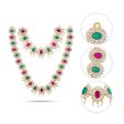 Stone Haram & Stone Necklace Set - 12 Inches | Multi Coloured Stone Jewellery for Deity Decor Cheap