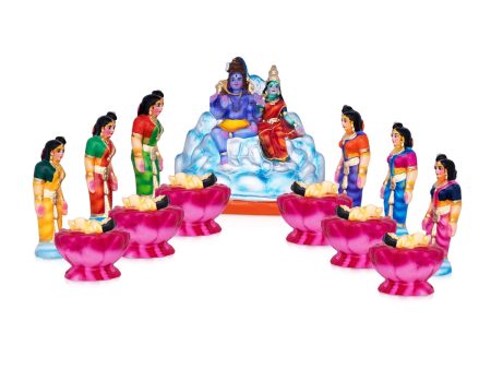 Karthigai Pengal Clay Golu Bommai Set - 10 x 9 Inches | Giri Golu Doll  Navaratri Golu Bomma Gombe Bommai Fashion