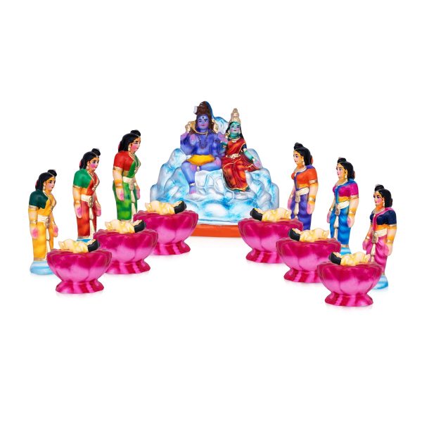 Karthigai Pengal Clay Golu Bommai Set - 10 x 9 Inches | Giri Golu Doll  Navaratri Golu Bomma Gombe Bommai Fashion