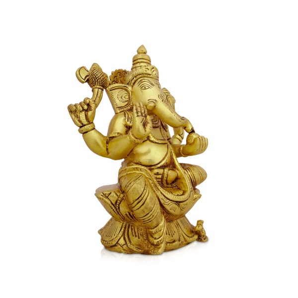 Ganesh Murti - 7.5 x 6 Inches | Antique Brass Idol  Vinayaka Statue  Ganpati Idol for Pooja  2.200 Kgs Approx For Sale