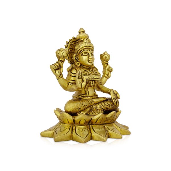 Lakshmi Idol - 5.5 x 4.5 Inches | Antique Brass Idol  Laxmi Murti  Lakshmi Murti for Pooja  1.410 Kgs Approx on Sale