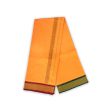 Cotton Veshti - 2 Mtrs | Padayappa Border Dhoti  Orange Colour Vesti for Men Sale