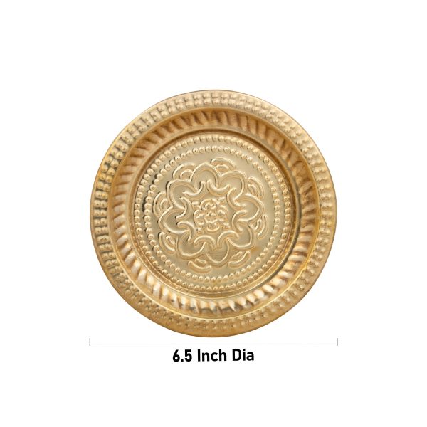 Brass Plate - 6.5 Inches | Beading Design Thali Plate  Pooja Plate for Home  35 Gms Approx Cheap