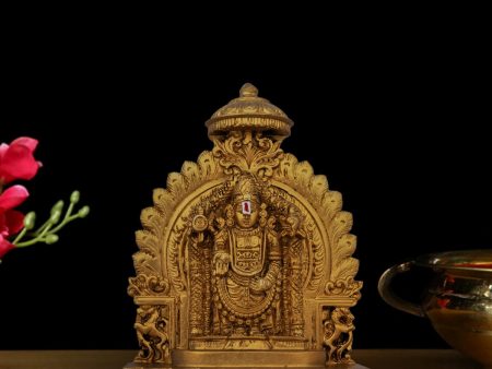 Simhasan Balaji Murti - 5 x 4 Inch | Resin Statue  Gold Polish Balaji Idol for Pooja  296 Gms Approx Online