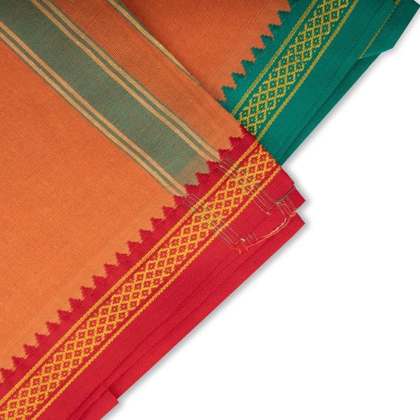 Cotton Veshti - 2 Mtrs | Thalapathi Border Dhoti  Kavi Colour Vesti for Men Supply