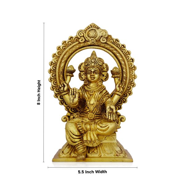 Lakshmi Idol With Arch - 8 x 5.5 Inches | Antique Brass Idol  Laxmi Murti  Lakshmi Murti for Pooja  2.500 Kgs Online