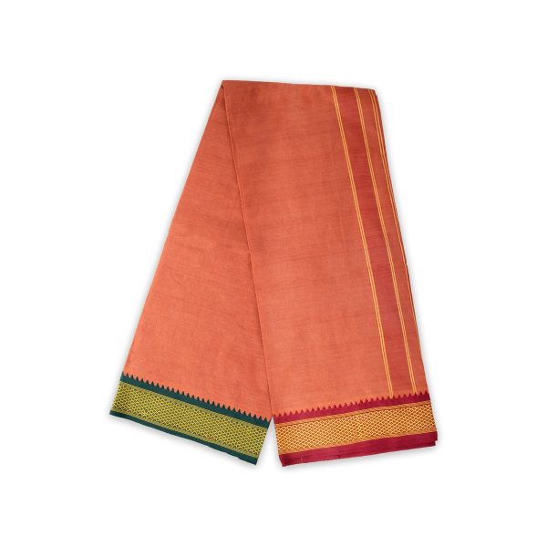 Cotton Veshti - 2 Mtrs | Padayappa Border Dhoti  Dark Kavi Colour Vesti for Men Online