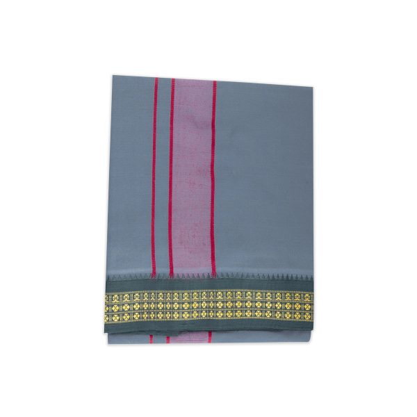 Cotton Veshti - 2 Mtrs | Rudraksha Border Dhoti  Grey Colour Vesti for Men Online Hot Sale