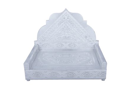 Simhasanam - 9.5 x 12 Inches | Wooden Deity Stand  Silver Polish Pooja Stand for Murti For Discount