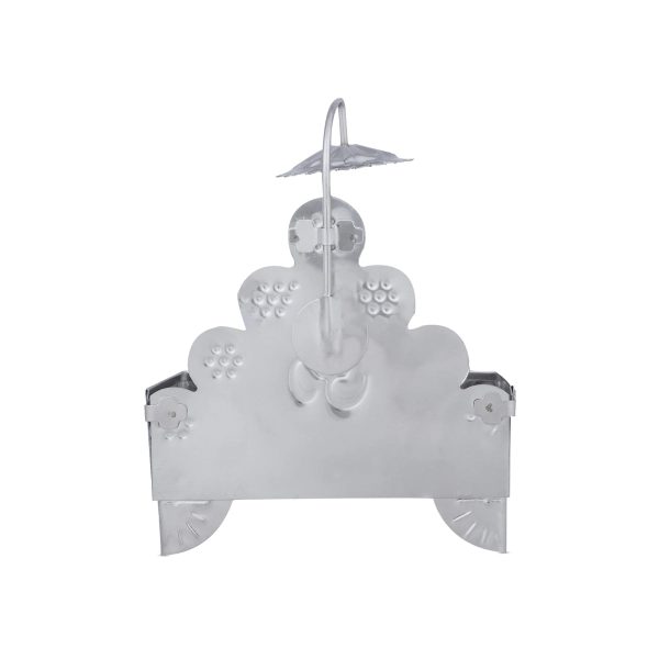 Manai with Chatri - 6 x 4 Inches | German Silver Chowki  Pooja Aasan for Deity  130 Gms Approx Online now