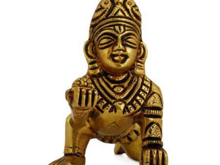 Crawling Krishna - 3 Inch | Little Krishna Murti  Brass Idol  Little Krishna Statue for Pooja Fashion