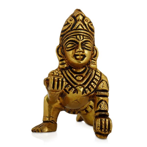 Crawling Krishna - 3 Inch | Little Krishna Murti  Brass Idol  Little Krishna Statue for Pooja Fashion