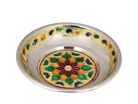 Stainless Steel Plate - 5 Inches | Thali Plate  Meenakari Pooja Plate for Home  80 Gms Approx For Cheap