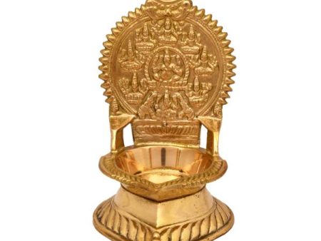 Ashtalakshmi Vilakku - 5 x 3 Inches | Brass Vilakku  Gold Polish Ashtalaxmi Lamp  Deepam for Pooja on Sale