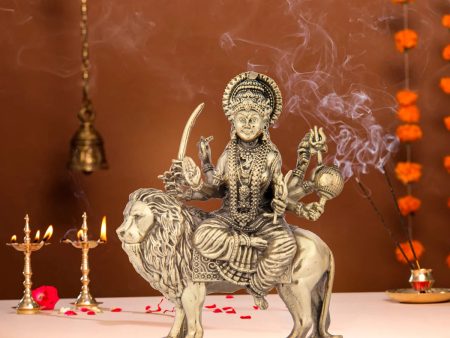 Durga Devi Sitting On Lion - 6 x 4 Inches | Brass Statue  Durga Murti for Pooja  490 Gms Approx For Discount