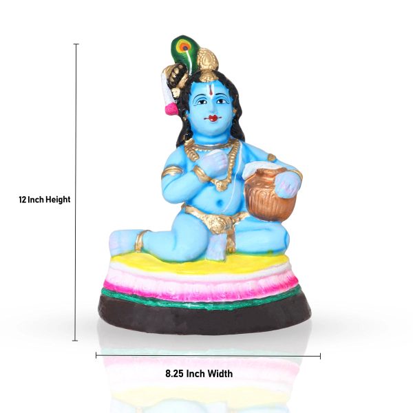 Butter Krishna Clay Golu Bommai - 12 x 8.25 Inches | Giri Golu Doll  Navaratri Golu Bomma Gombe Bommai Supply