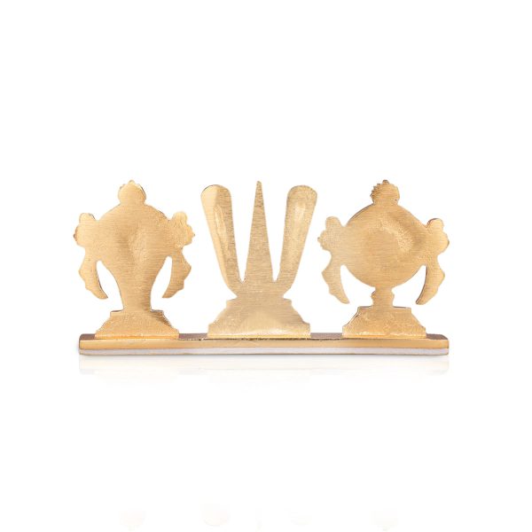 Shankh Chakra Tilak Stand - 2 x 4 Inches | Gold Polish Chakra Tilak Shankh for Pooja  100 Gms Approx Online