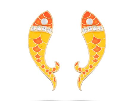 Earring Pair - 3 x 1 Inches | Matsyakar Kundal  Stud Earring  Karnapathiram for Deity  Assorted Colour on Sale