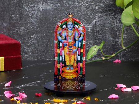 Guruvayurappa With Kolam Stand - 5 x 3.5 Inches | Deity With Wooden Bajot for Pooja Discount