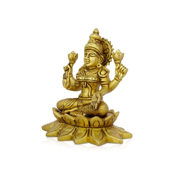 Lakshmi Idol - 5.5 x 4.5 Inches | Antique Brass Idol  Laxmi Murti  Lakshmi Murti for Pooja  1.410 Kgs Approx on Sale