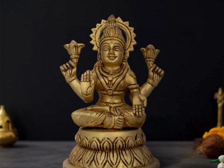 Lakshmi Idol - 6 x 4 Inches | Antique Brass Idol  Laxmi Murti  Lakshmi Murti for Pooja  1.580 Kgs 
 Approx Sale