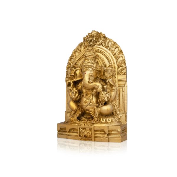 Ganesh Murti With Arch - 6 x 4 Inches | Resin Statue  Gold Polish Ganpati Murti for Pooja  450 Gms Approx Discount