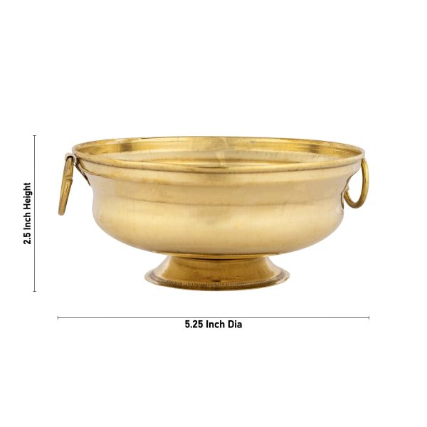 Flower Pot With Base - 2.5 x 5.25 Inches | Brass Uruli With Handle  Urli for Home Decor  100 Gms Approx Discount