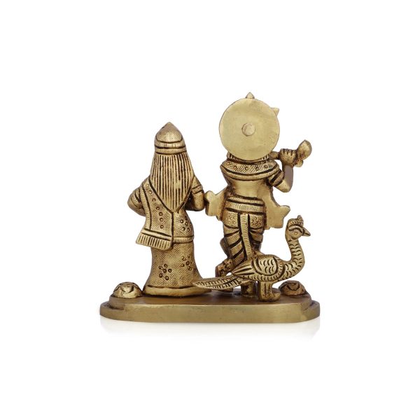 Radha Krishna Murti with Peacock - 4 x 4.5 Inches | Antique Brass Idol  Radha Krishna Idol for Pooja  610 Gms Sale