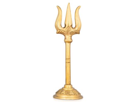 Brass Trishul With Peedam - 4 x 1.25 Inches | Soolam  Astras for Deity  50 Gms Approx Discount