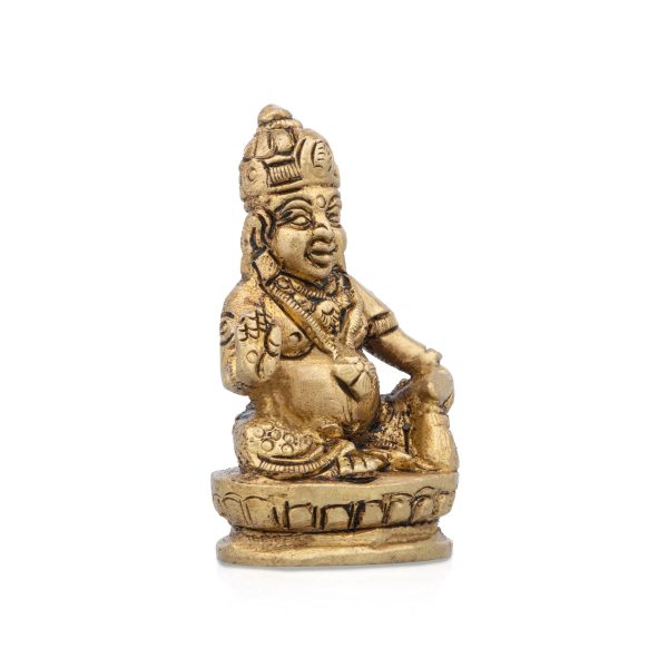 Kuber Statue - 2 x 1 Inches | Kuber Murti  Antique Brass Idol for Pooja  110 Gms Approx on Sale