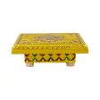 Bajot - 1.5 x 4 x 4 Inches | Silver & Gold Finish Manai  Patla  Meenakari Chowki for Pooja on Sale