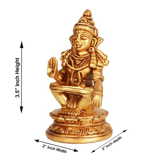 Ayyappan Statue - 3.5 Inch | Brass Statue  Ayyappan Idol for Pooja Supply