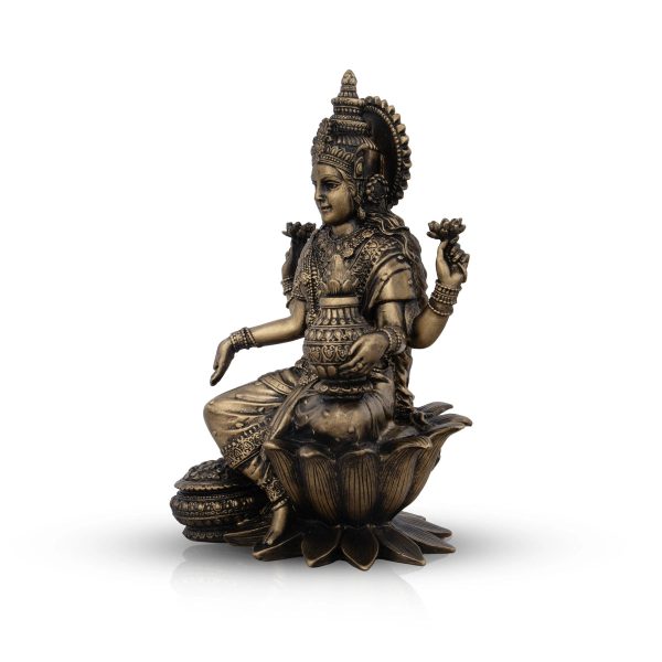 Lakshmi Idol - 7 x 5 Inches | Resin Statue  Brass Polish Lakshmi Murti for Pooja  600 Gms Approx Online Sale