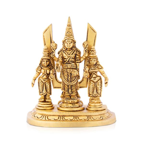 Balaji Murti - 5 Inch | Balaji Sridevi Boodevi with Namam  Antique Brass Statue  Balaji Statue for Pooja For Discount