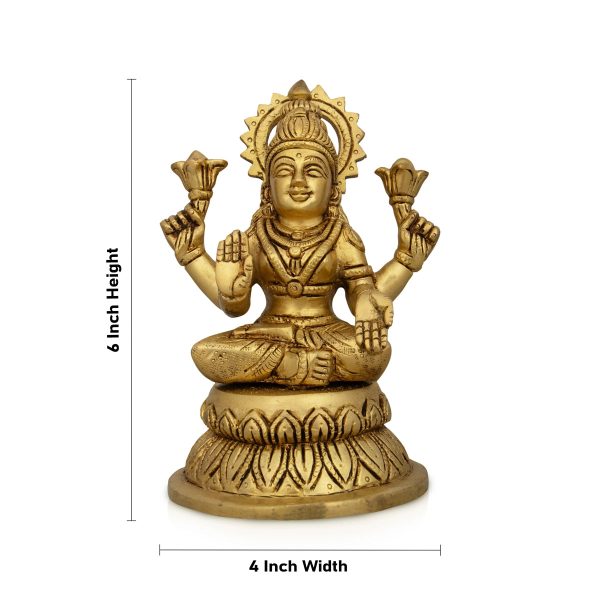 Lakshmi Idol - 6 x 4 Inches | Antique Brass Idol  Laxmi Murti  Lakshmi Murti for Pooja  1.580 Kgs 
 Approx Sale