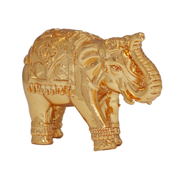 Elephant Statue - 1 x 1.75 Inches | Copper Idol  Gold Polish Elephant Figurine for Home  55 Gms Approx Supply