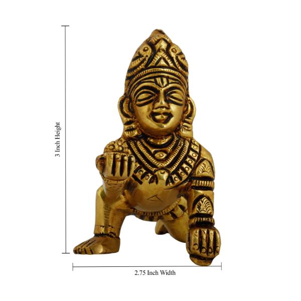 Crawling Krishna - 3 Inch | Little Krishna Murti  Brass Idol  Little Krishna Statue for Pooja Fashion